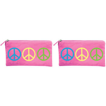 2PK Wicked Sista Embroidered Purse Peace 20x10cm - Pink