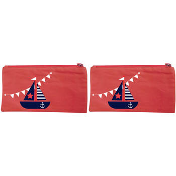 2PK Wicked Sista Embroidered Purse Hello Sailor 20x10cm - Red