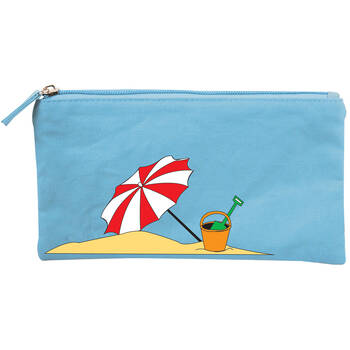 Wicked Sista Embroidered Purse On The Beach 20x10cm - Blue