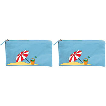 2PK Wicked Sista Embroidered Purse On The Beach 20x10cm - Blue