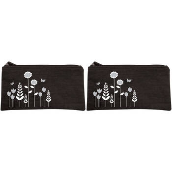 2PK Wicked Sista Embroidered Purse Tall Poppy 20x10cm - Black