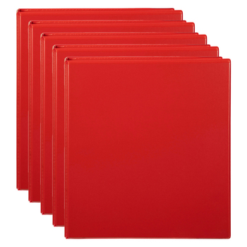 5PK Marbig Clearview 2 D-Ring Insert Binder A4 File Organiser 50mm - Red