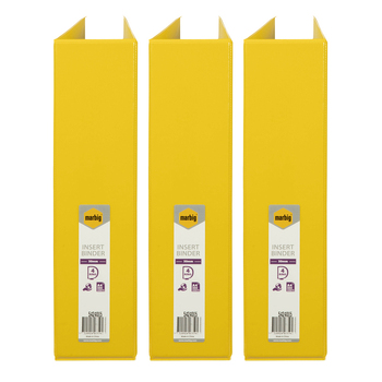 3PK Marbig PP Clearview 4 D-Ring 50mm A4 Insert Binder File Organiser - Yellow