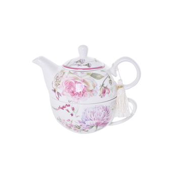 Gibson Gifts Roses & Dandelion Tea For One Teapot/Teacup Set w/ Box