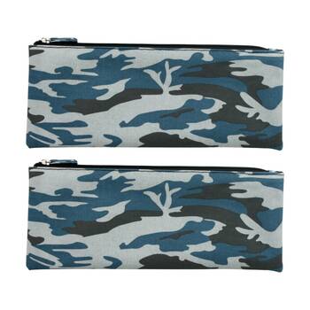 2PK Mister Blue Camo Long Flat Storage Bag Waterproof Pencil Case