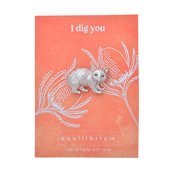 Gibson Gifts Equilibrium Silver Aust Fauna Pin Brooch Wombat Jewellery