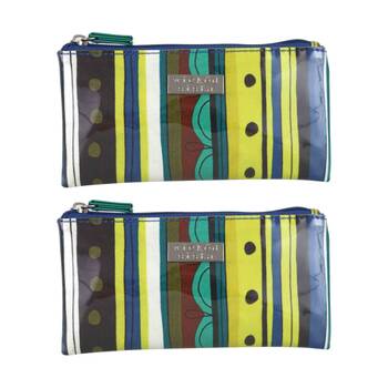 2PK Wicked Sista Zesty Stripe Small Flat Purse Waterproof Polyester - Green
