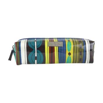 Wicked Sista Zesty Long Cosmetic Bag Waterproof Stripe - Green