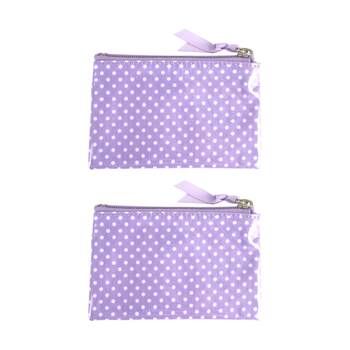 2PK Wicked Sista Polka Coin Purse Waterproof Wristlet Zipper - Purple