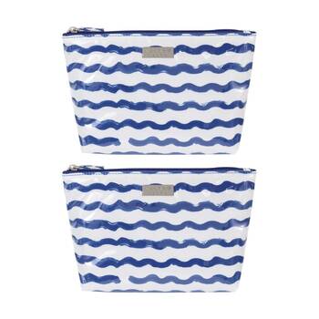 2PK Wicked Sista Wavy Stripe Medium Soft Aline Cosmetic Waterproof Makeup Bag