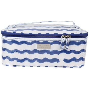 Wicked Sista Wavy Stripe Medium Beauty Case Waterproof Makeup Bag Blue