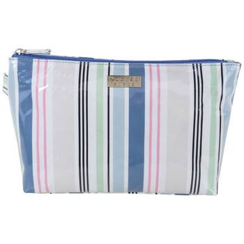 Wicked Sista Anderson Stripe Large Luxe Cosmetic Waterproof Makeup Bag Blue