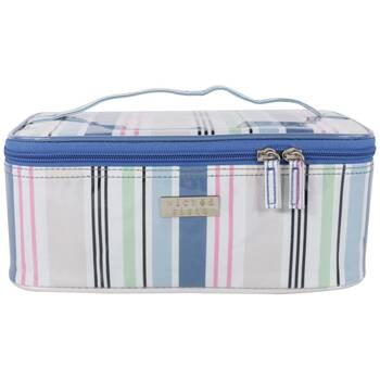 Wicked Sista Anderson Stripe Medium Beauty Case Waterproof Makeup Bag Blue