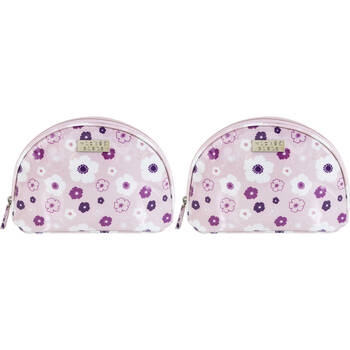 2PK Wicked Sista Seasons Floral Half Round Shell Cosmetic Bag  - Pink