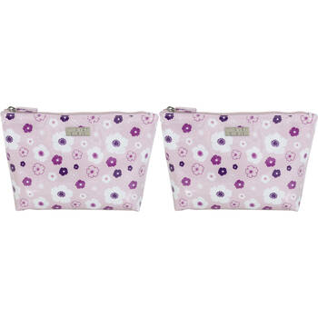 2PK Wicked Sista Seasons Floral Medium Soft A-Line Cosmetic Bag - Pink