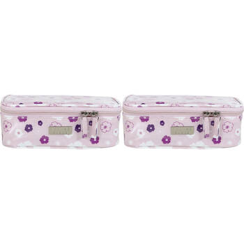 2PK Wicked Sista Seasons Floral Rectangle Brush Bag - Pink