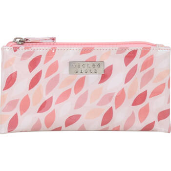 Wicked Sista Coral Leaves Small Flat Purse Makeup Pouch 20x10cm