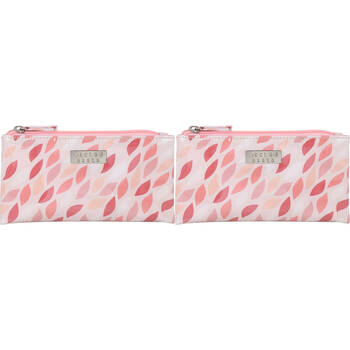 2PK Wicked Sista Coral Leaves Small Flat Purse Makeup Pouch 20x10cm