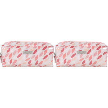 2PK Wicked Sista Coral Leaves Rectangular Cosmetic Bag 22x10cm