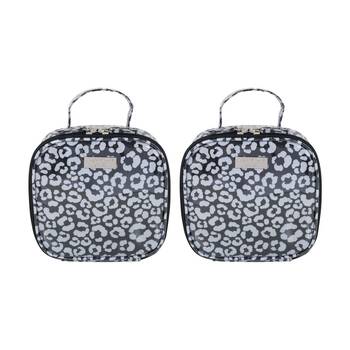 2PK Wicked Sista Watercolour Leopard Square Carry Bag Small - Black/Grey