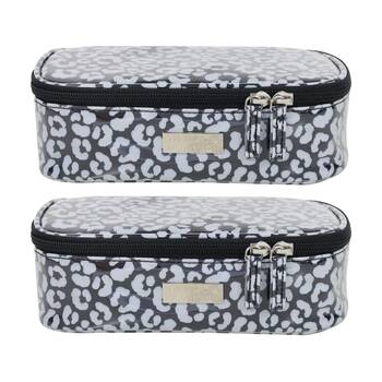 2PK Wicked Sista Watercolour Leopard Brush Bag Cosmetic Rectangle - Black/Grey
