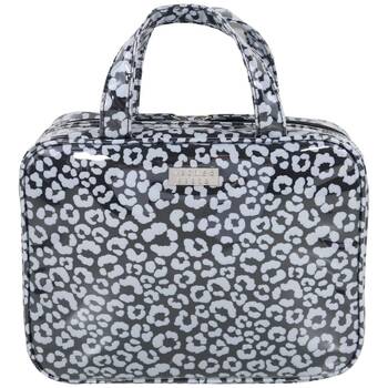 Wicked Sista Watercolour Leopard Fold Out Cosmetic Bag Large - Black/Grey