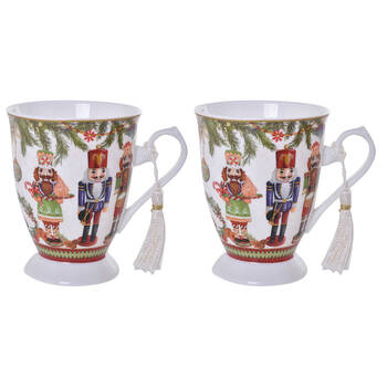 2PK Gibson Gifts Nutcracker Christmas Footed Bone China Drinking Mug 110x125x125mm