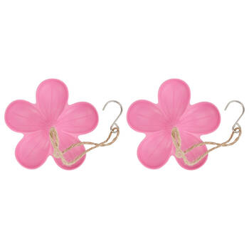 2PK Annabel Trends Hanging Bamboo Bird Feeder Food Container 28cm Pink