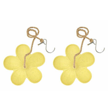 2PK Annabel Trends Hanging Bamboo Bird Feeder Food Container 28cm Yellow