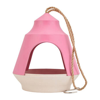 Annabel Trends Bamboo Hanging Bird House 18x15.5cm - Pink/Cream