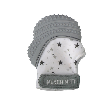 Malarkey Kids Munch Mitt Baby Teething Mitten Silicone Grey Stars