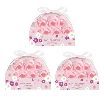 3x 7pc Wicked Sista Metallic Bath Rosettes For Indulgent Bath - Blossom