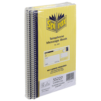Spirax 550 Telephone Carbonless Message Book Writing Stationery
