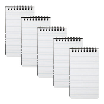 5pc Spirax P541 PP Notebook/Notepad 7mm Ruled 96-Pages - Black