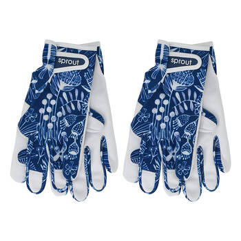 2PK Annabel Trends Sprout Goatskin Leather Garden Gloves One Size Navy Natives