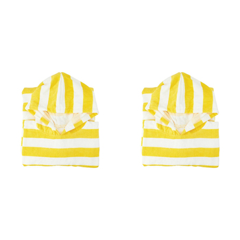2PK Annabel Trends Beach Poncho 100x82cm Cover Up - Yellow Stripe