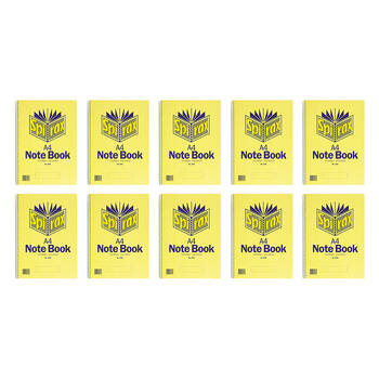 10PK Spirax 595 Spiral Writing Notebook A4 120 Pages 7mm Ruled Yellow