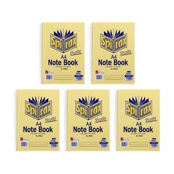 5PK Spirax 595A A4 7mm Ruled Spiral Bound Writing Notebook 240 Pages