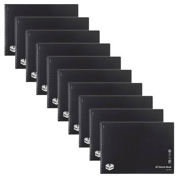 10PK Spirax P533 A3 Sketch Book Twin Wire 40-Pages Black