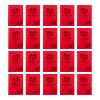 20PK Spirax P103 Protective PP Cover Exercise Book A4 48 Pages 14mm Dotted Thirds Red