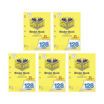 5PK Spirax 127 A4 Binder 70gsm School Writing Notebook 128 Pages