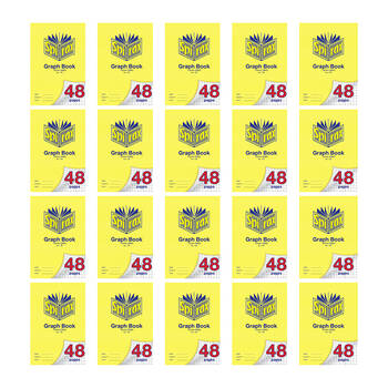 20PK Spirax 130 Graph Book A4 48 Pages 10mm Grid Notebook Yellow