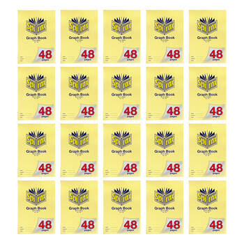 20PK Spirax 132 Graph Book A4 48 Pages 5mm Grid Notebook Yellow