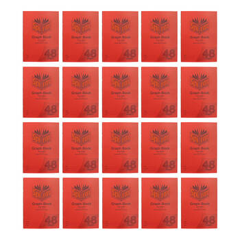 20PK Spirax P132 Protective PP Cover Graph Book A4 5mm Grid 48 Pages Red