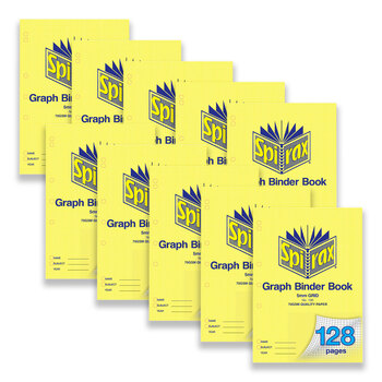 10pc Spirax 135 Graph Binder Book 5mm 128-Pages - Yellow