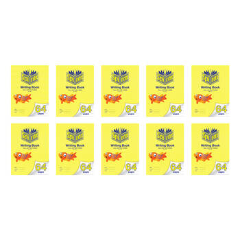 10PK Spirax 161 Writing Book 33.5x24cm 64 Pages 18mm Dotted Thirds Yellow