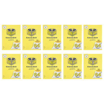 10PK Spirax 303 Super Size Exercise Book 4mm QLD Ruled 64 Pages Yellow