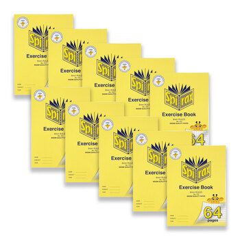 10pc Spirax 312 Super Size Exercise Book 8mm QLD Ruled 64-Pages Yellow