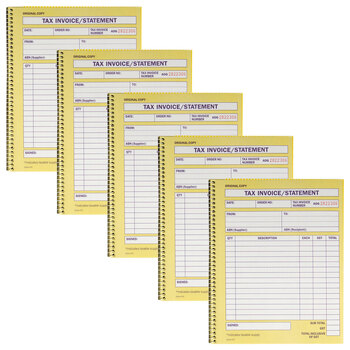 5pc Spirax 500 Tax Invoice & Statement Book Quarto Carbonless 50-Pages