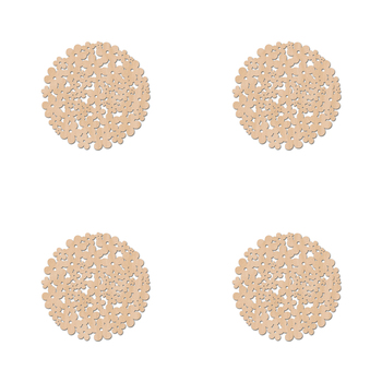 4PK Nord Deco Wooden Coaster Kitchen Decor 10x10cm - Flowers